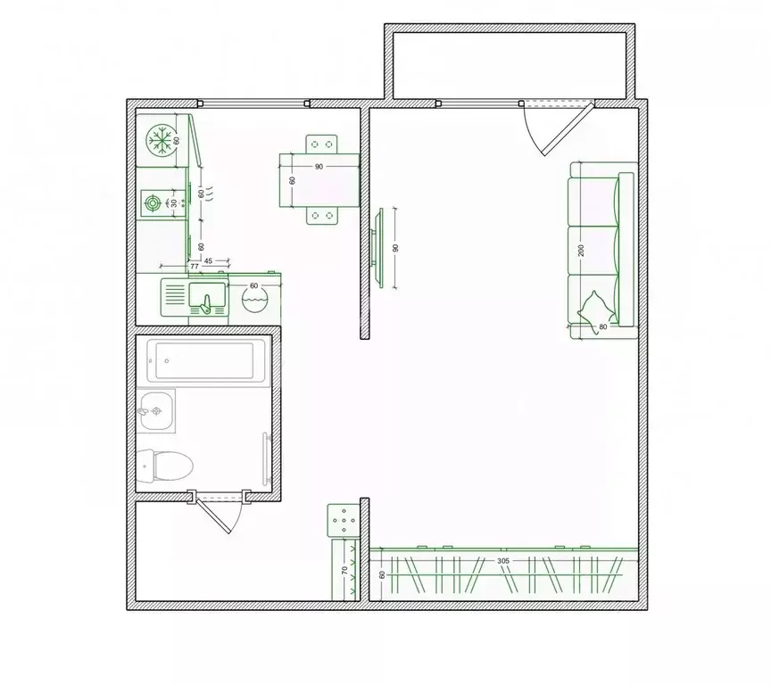1-к кв. Омская область, Омск Пригородная ул., 10/1 (30.8 м) - Фото 1