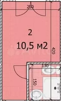 Квартира-студия, 10,5 м, 1/9 эт. - Фото 1