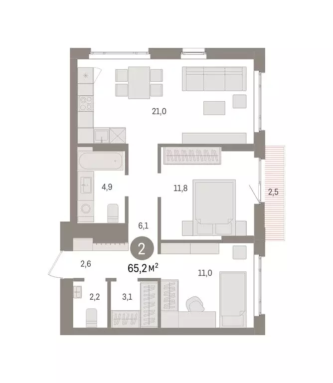 2-комнатная квартира: Екатеринбург, жилой район Сортировочный, ... - Фото 2