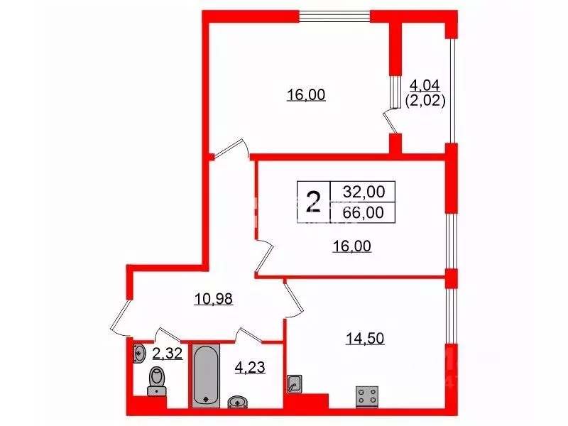 2-к кв. Санкт-Петербург Лодейнопольская ул., 7 (66.0 м) - Фото 1