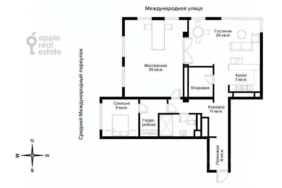 3-к кв. Москва Международная ул., 15А (117.0 м) - Фото 1