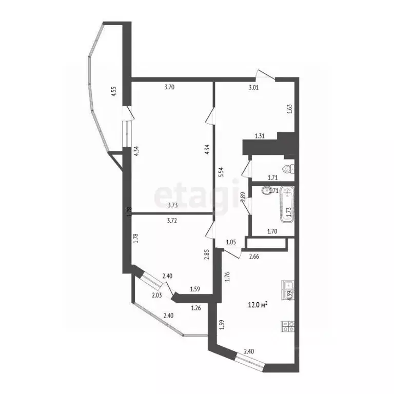 2-к кв. Мордовия, Саранск ул. Васенко, 7Гк1 (51.5 м) - Фото 2