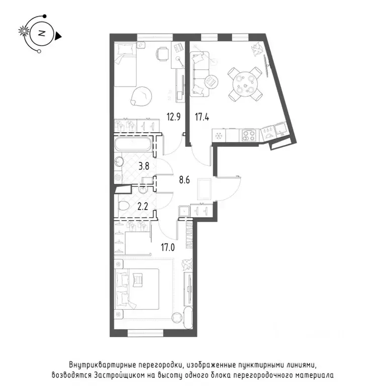 2-к кв. Санкт-Петербург Лисичанская ул., 15 (61.9 м) - Фото 0