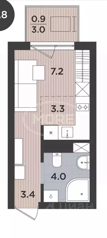 Студия Калининградская область, Калининград Тихорецкий проезд, 5к2 ... - Фото 2