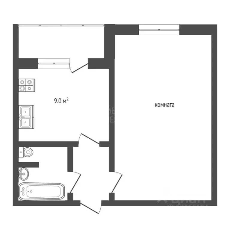 1-к кв. Тюменская область, Тюмень ул. Федюнинского, 58 (37.0 м) - Фото 0