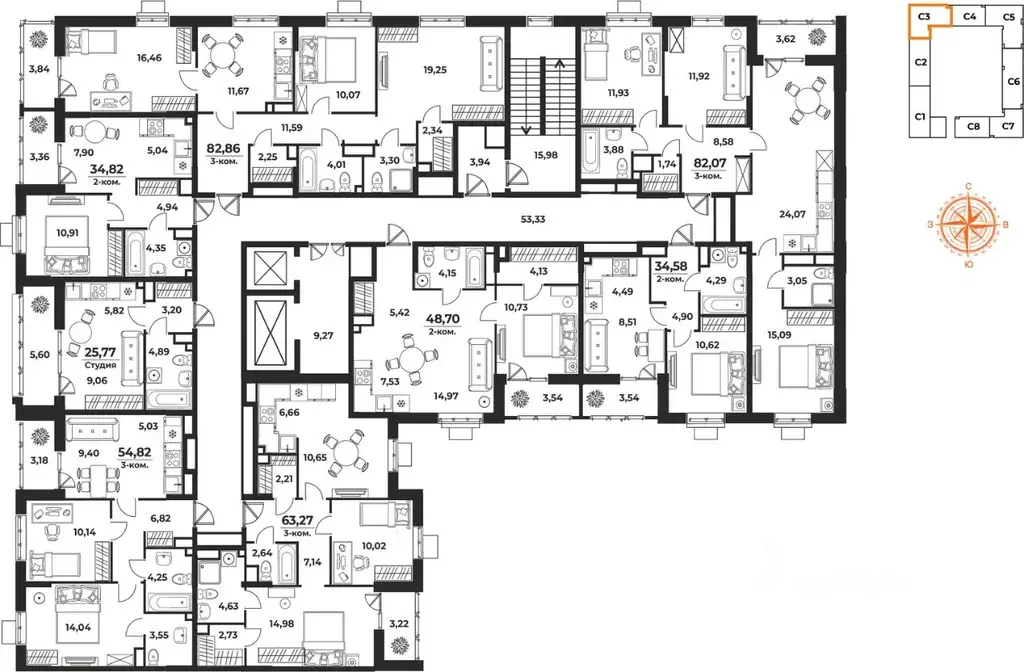 2-к кв. Хабаровский край, Хабаровск Брянский пер. (34.82 м) - Фото 2