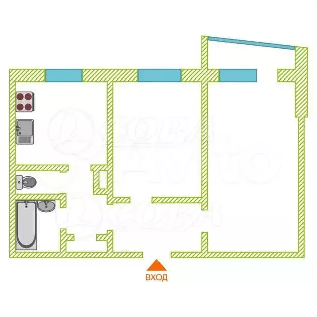 2-к. квартира, 52 м, 5/9 эт. - Фото 0