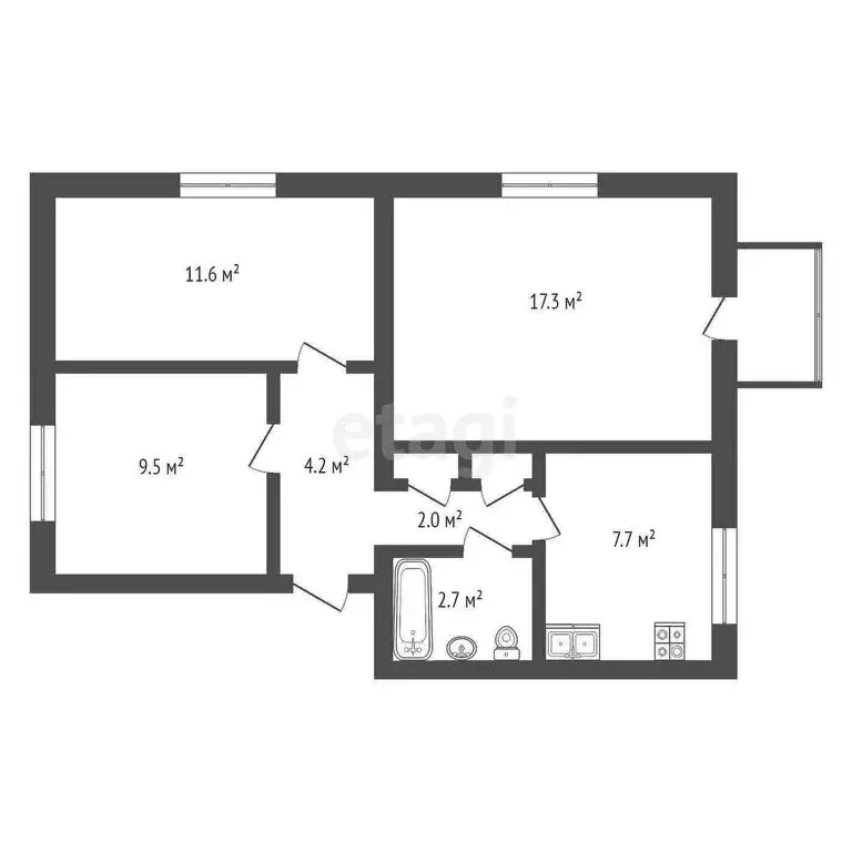 3-комнатная квартира: Прохладный, улица Головко, 229 (55.8 м) - Фото 0
