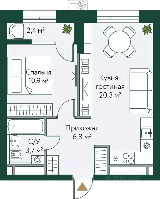 1-к кв. Волгоградская область, Волгоград Новосибирская ул., 74 (44.1 ... - Фото 0