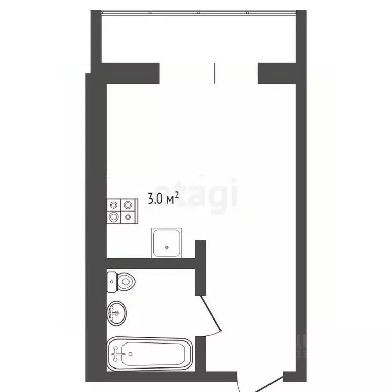 Студия Тюменская область, Тюмень ул. Новоселов, 117 (15.8 м) - Фото 2
