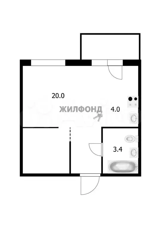 квартира-студия, 31,2 м, 4/4 эт. - Фото 0