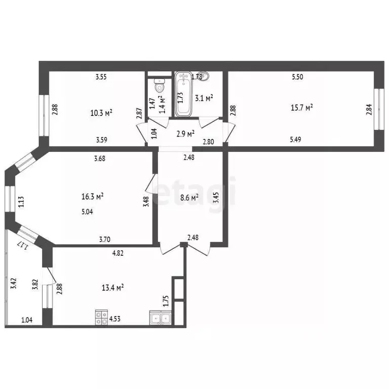 3-к кв. Орловская область, Орел Межевой пер., 9 (71.4 м) - Фото 1