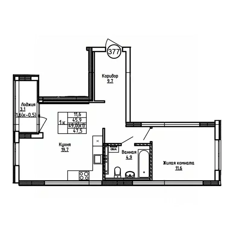 1-к кв. Калининградская область, Калининград ул. 1-я Большая окружная ... - Фото 0
