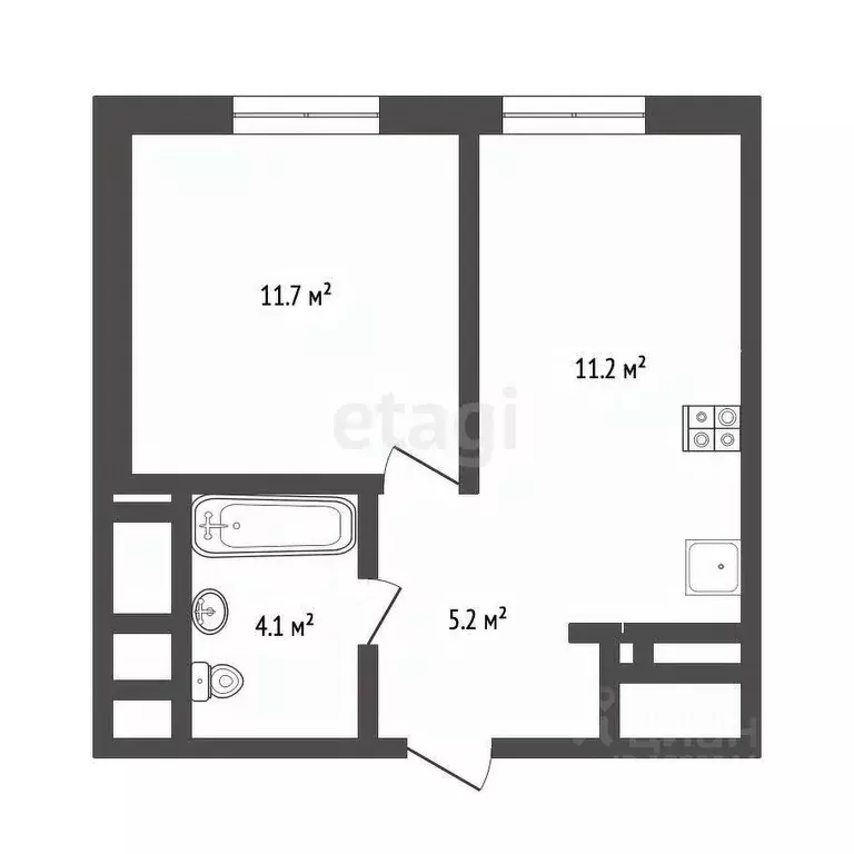 1-к кв. Тюменская область, Тюмень Новгородская ул., 14 (32.5 м) - Фото 1