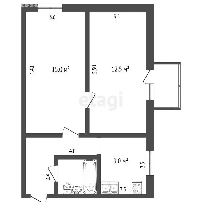 2-комнатная квартира: Феодосия, Крымская улица, 5 (42.3 м) - Фото 1