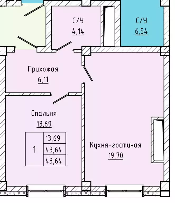 1-комнатная квартира: Нальчик, проспект Ленина, 50 (43.64 м) - Фото 0