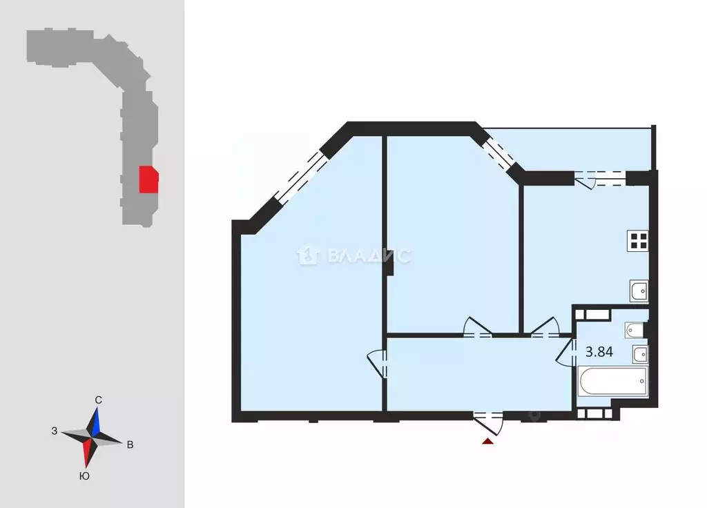 2-к кв. Владимирская область, Владимир ул. Родионовка, 4А (58.0 м) - Фото 2