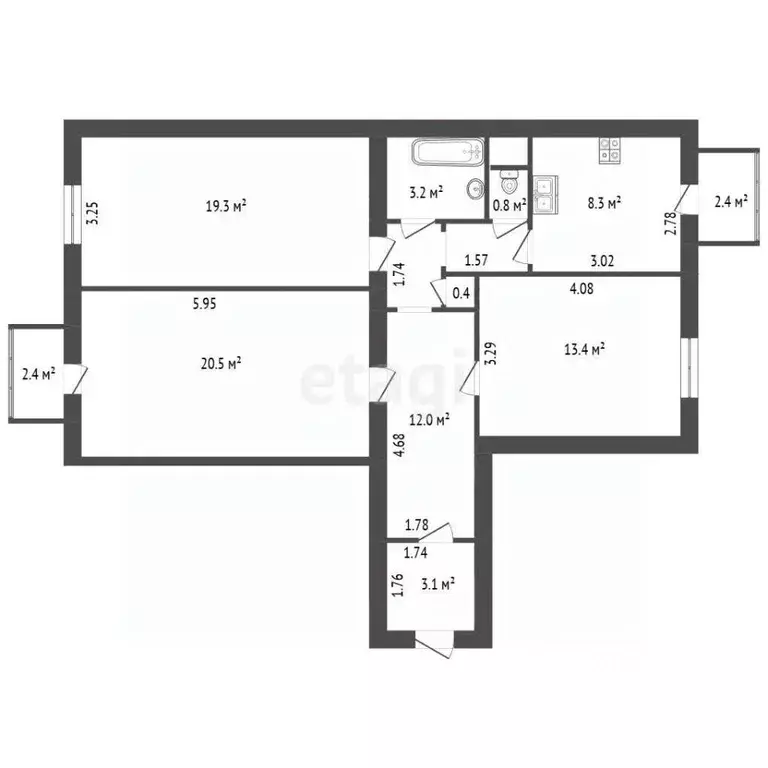 3-к кв. Санкт-Петербург ул. Фрунзе, 6 (81.0 м) - Фото 2