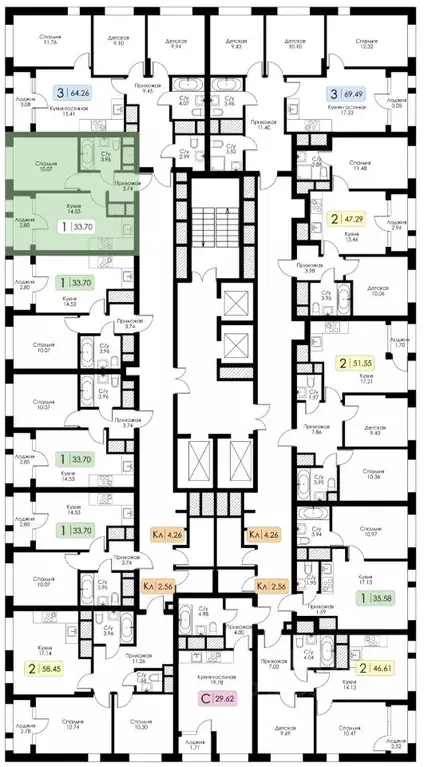 1-к кв. Тульская область, Тула Один жилой комплекс (33.7 м) - Фото 1