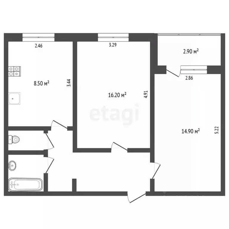 2-к кв. Тюменская область, Тюмень ул. Казачьи луга, 4к2 (51.0 м) - Фото 2