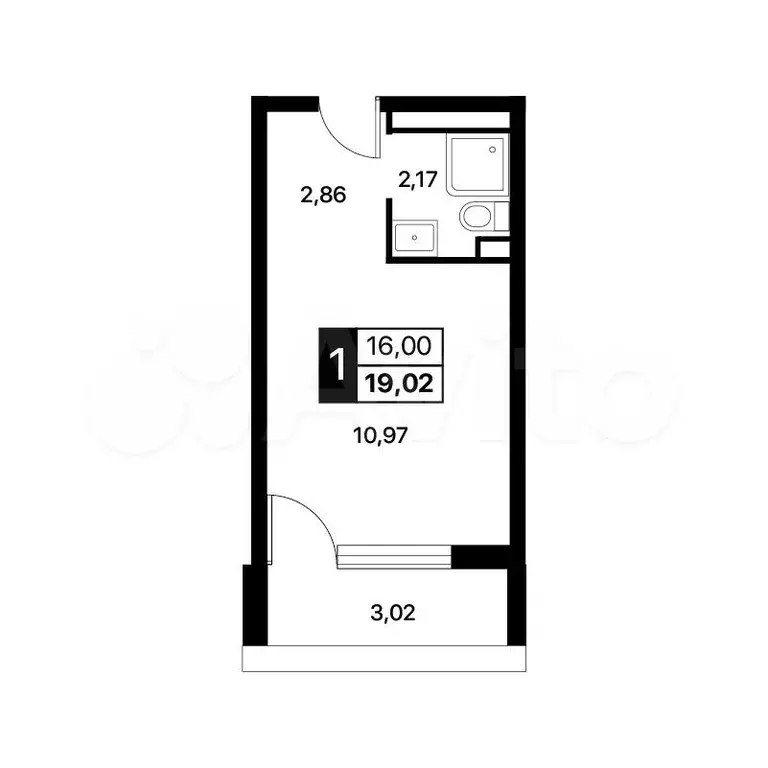 Апартаменты-студия, 19 м, 8/14 эт. - Фото 1