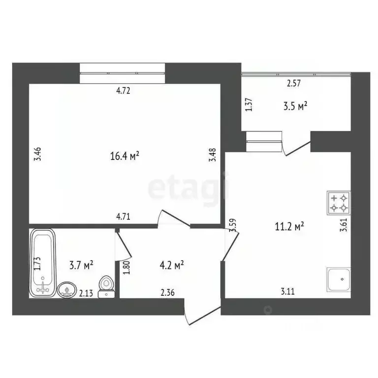 1-к кв. Башкортостан, Стерлитамакский район, Отрадовский сельсовет, с. ... - Фото 2