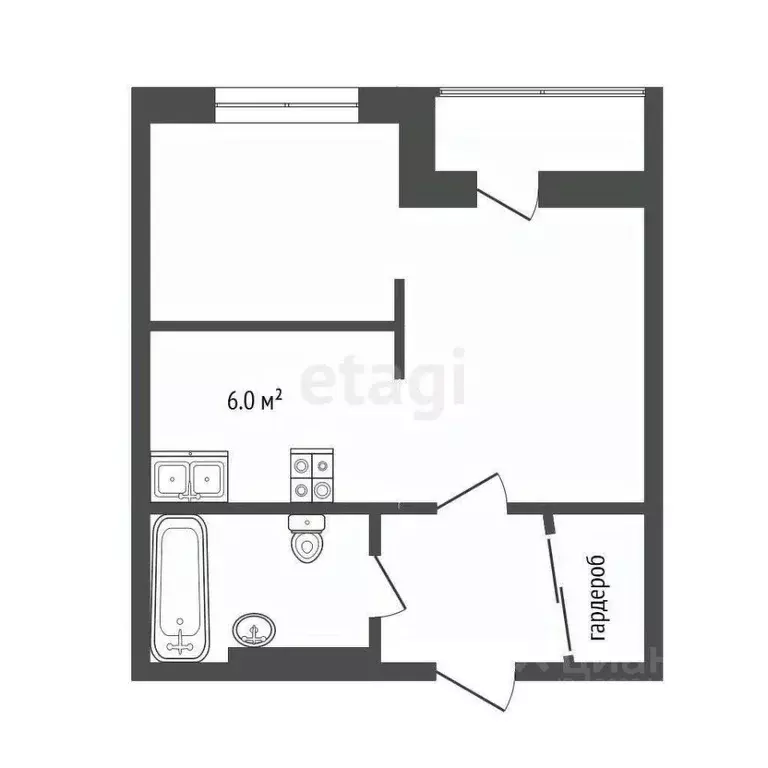 Студия Тюменская область, Тюмень ул. Краснооктябрьская, 14к2 (30.5 м) - Фото 1