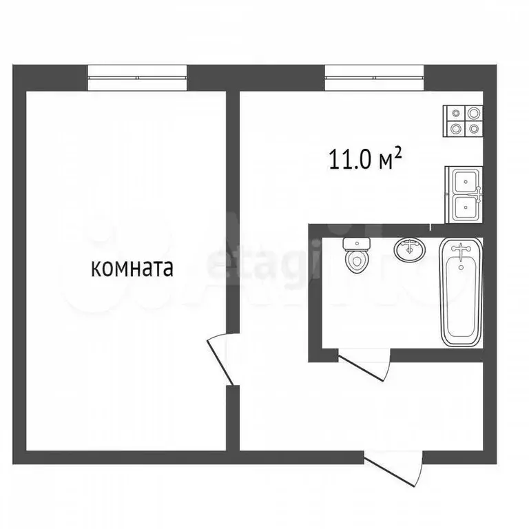 1-к. квартира, 39,4 м, 1/5 эт. - Фото 0