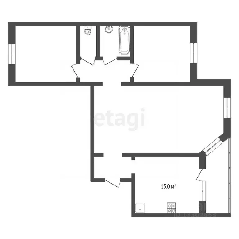 3-к кв. Ханты-Мансийский АО, Сургут Югорская ул., 15 (69.0 м) - Фото 1