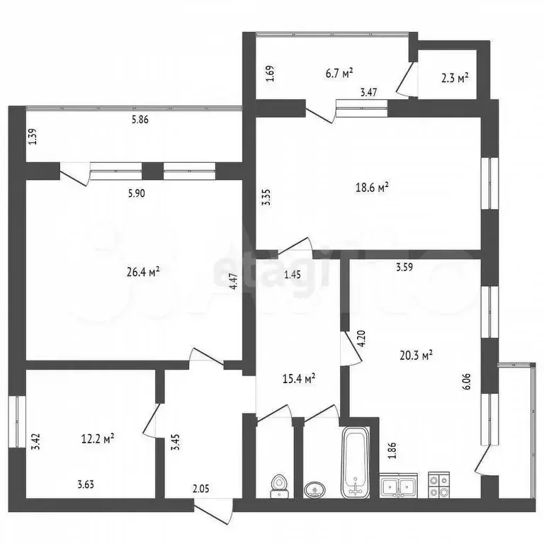 4-к. квартира, 117 м, 5/5 эт. - Фото 0