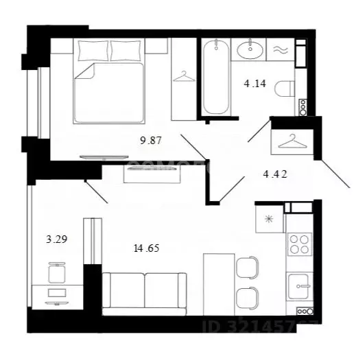 1-к кв. Липецкая область, Липецк ул. Е.И. Замятина, 4Б (36.2 м) - Фото 1