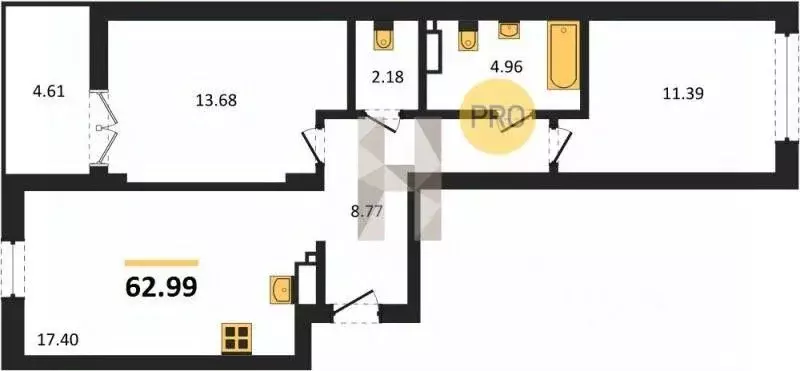 2-к кв. Калининградская область, Гурьевск Включи жилой комплекс (62.99 ... - Фото 0