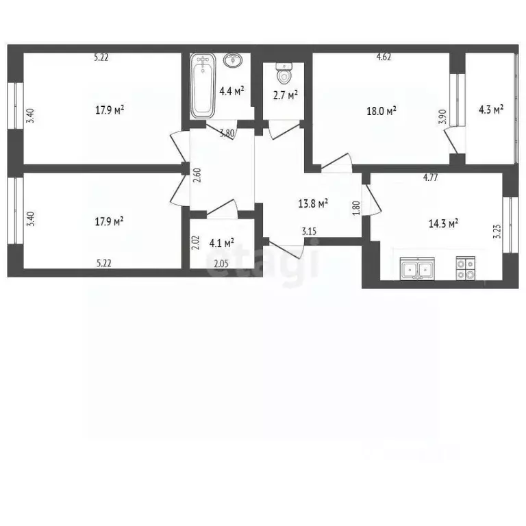 3-к кв. Москва ул. Зорге, 9к1 (96.5 м) - Фото 2