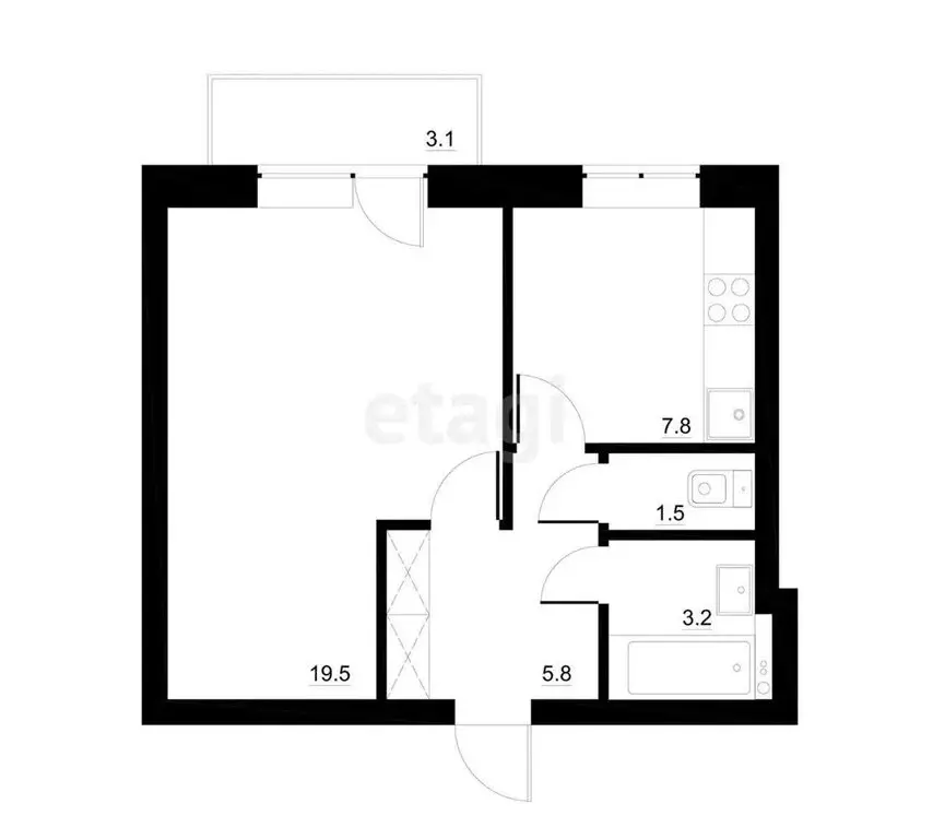 1-комнатная квартира: Курган, Красномаячная улица, 49 (38 м) - Фото 0