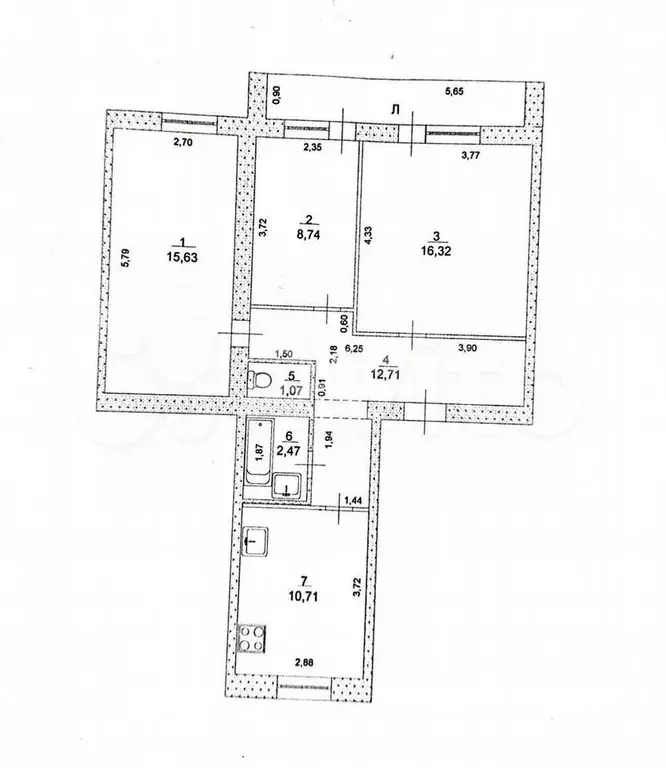 3-к. квартира, 67,6 м, 5/5 эт. - Фото 0