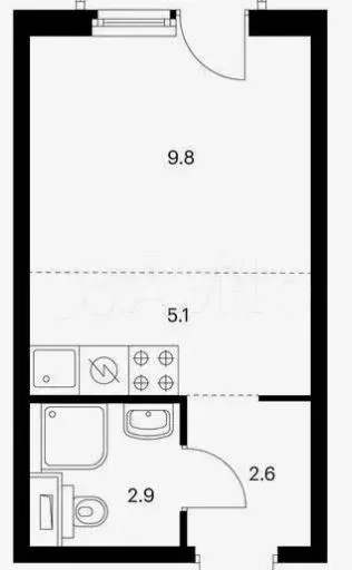 Квартира-студия, 13 м, 5/5 эт. - Фото 0