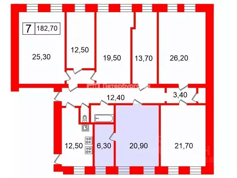 Комната Санкт-Петербург 17-я Васильевского острова линия, 32 (27.2 м) - Фото 2