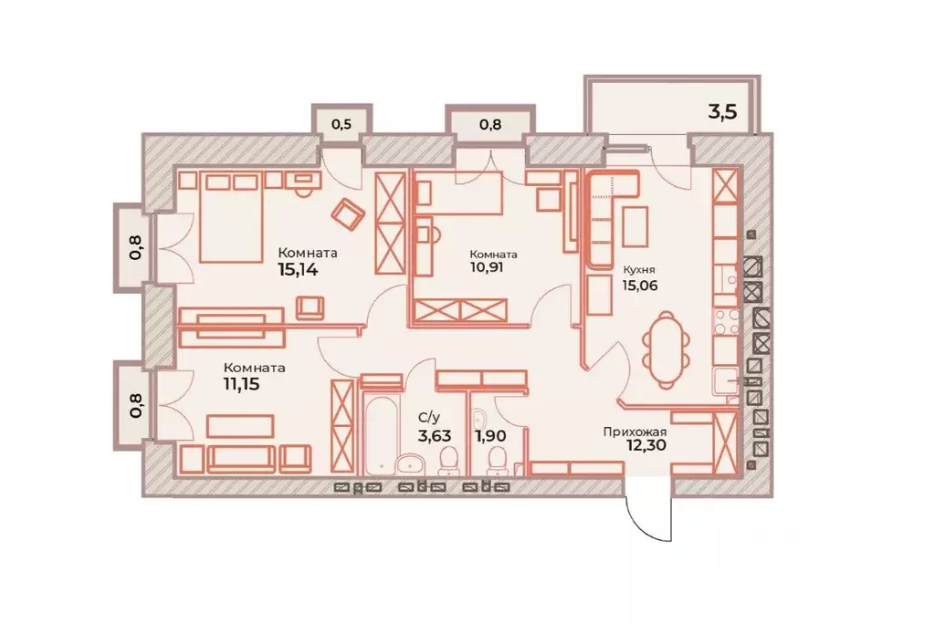 3-к кв. Ярославская область, Ярославль ул. Штрауса, 48 (72.01 м) - Фото 2