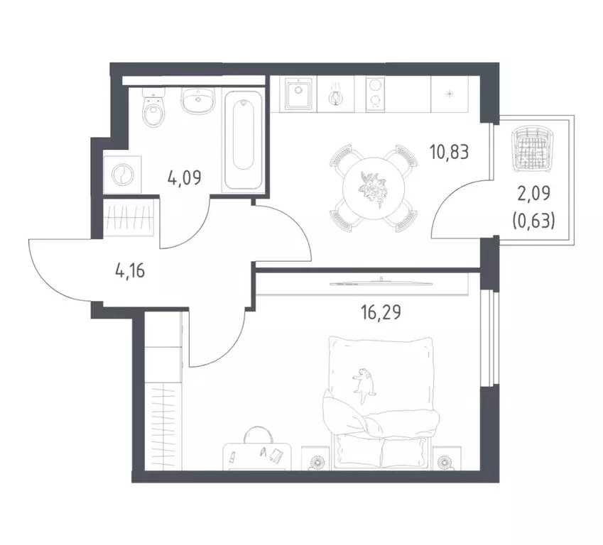 1-комнатная квартира: деревня Коробово, ЖК Горки Парк, 8.1 (36 м) - Фото 1