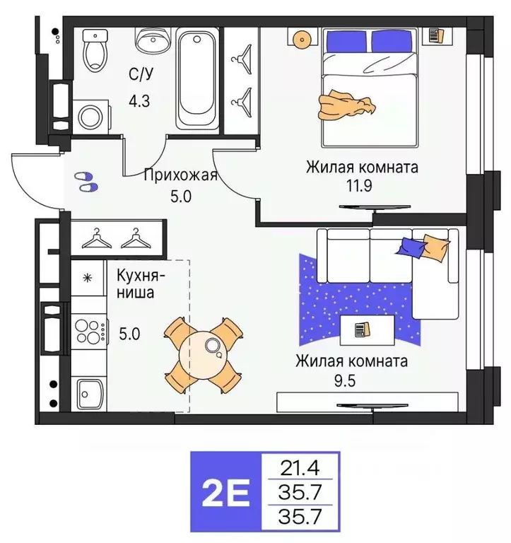 2-к кв. Пермский край, Пермь ул. Карла Модераха, 7 (35.7 м) - Фото 1