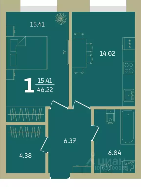 1-к кв. Башкортостан, Уфа Революционная ул., 39/4 (46.22 м) - Фото 1