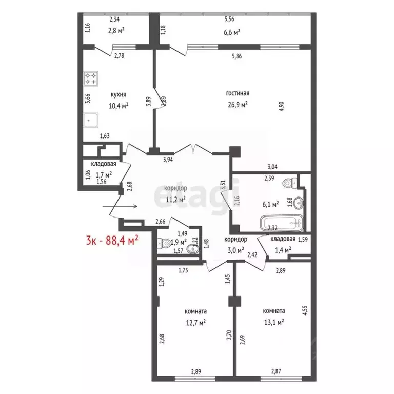 3-к кв. Свердловская область, Екатеринбург Вторчермет жилрайон, пер. ... - Фото 1