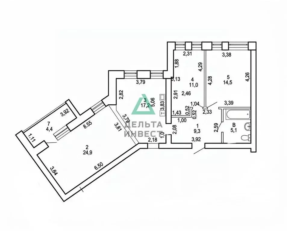 3-к кв. Башкортостан, Уфа ул. Левитана, 38/3 (82.0 м) - Фото 2