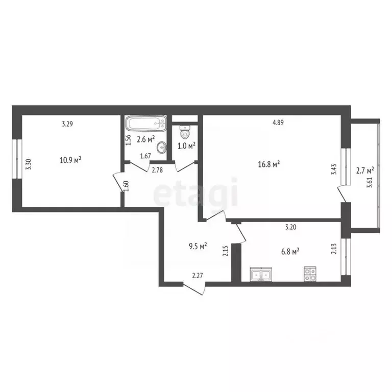 2-к кв. Ханты-Мансийский АО, Нягань 1-й мкр, 15 (47.6 м) - Фото 1