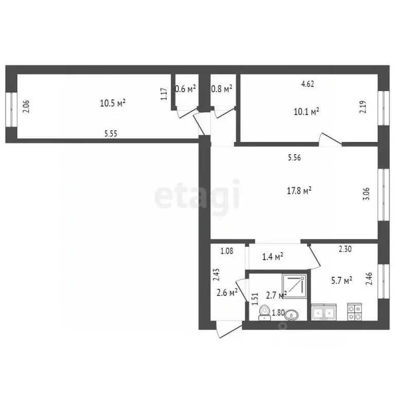 3-к кв. Ростовская область, Новошахтинск ул. 4-я Пятилетка, 45 (54.7 ... - Фото 2