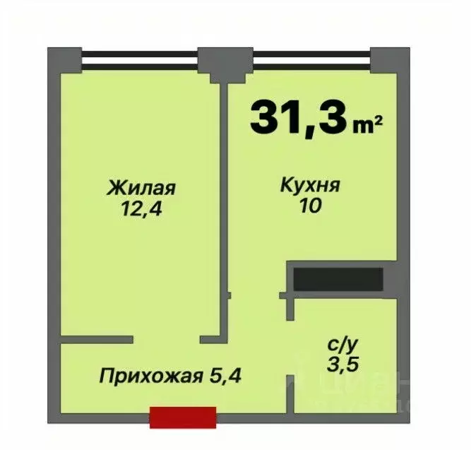 1-к кв. Адыгея, Тахтамукайский район, Яблоновский пгт ул. Тургеневское ... - Фото 0