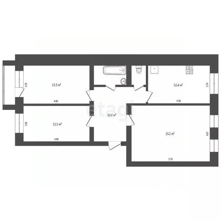 3-к кв. Вологодская область, Вологда ул. Ударников, 29 (77.8 м) - Фото 2