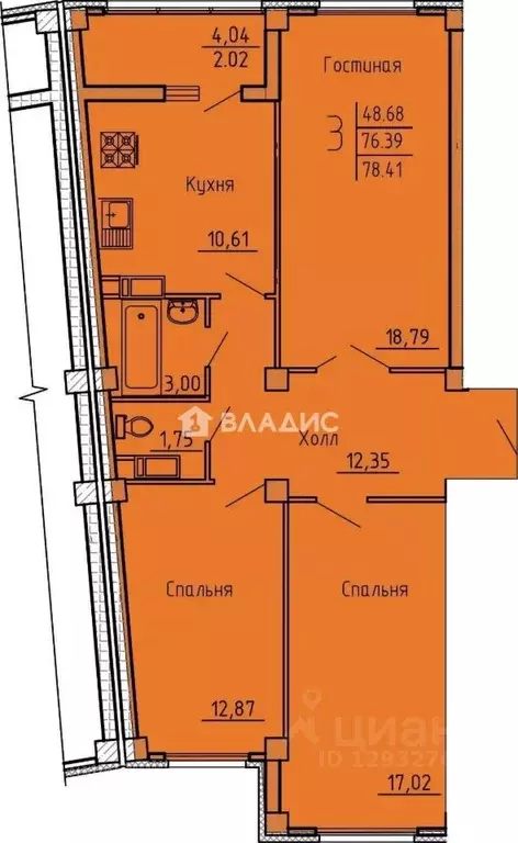 3-к кв. Пензенская область, Пенза ул. Генерала Глазунова, 6 (79.0 м) - Фото 2