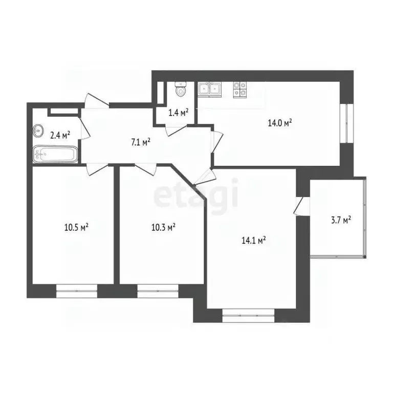 3-к кв. Ростовская область, Ростов-на-Дону Заводская ул., 35 (62.0 м) - Фото 1