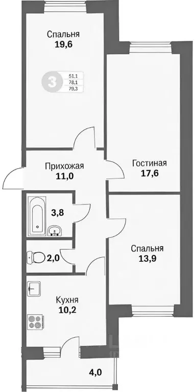 3-к кв. Орловская область, Орел ул. Генерала Родина, 68 (79.0 м) - Фото 1